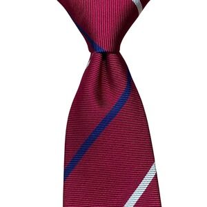 Bullock & Jones Tie Striped Mens Red Silk England Vintage Professional Classic‎